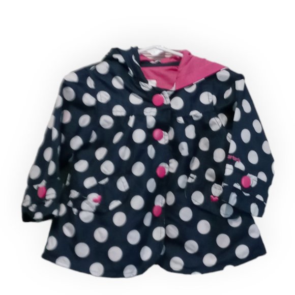 Carter's Baby Girl Navy White Polka Dot Hooded Jacket Size 12m - Picture 1 of 7